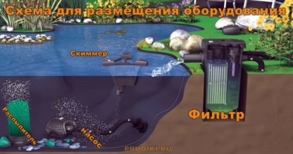 размещение оборудования в пруду