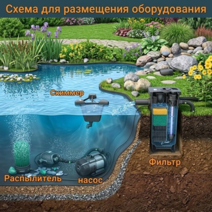 размещение оборудования в пруду